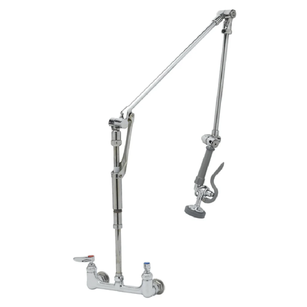 T&S Brass B-0134 8 Inch Pre-Rinse Wall Mount Mixing Faucet with Eterna Cartridges
