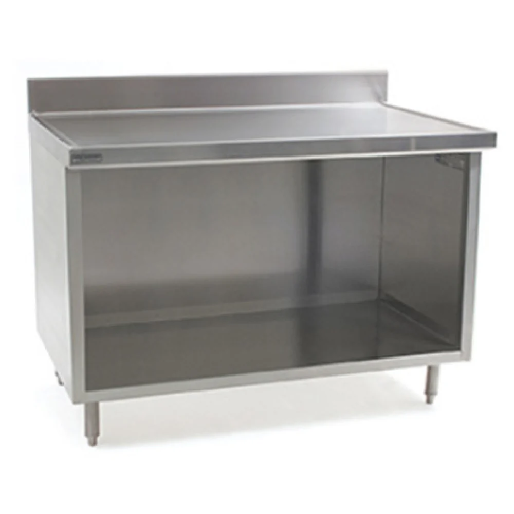 Eagle OB3096SEM-BS 96 Inch Cabinet Base Work Table with Open Front Stainless Steel