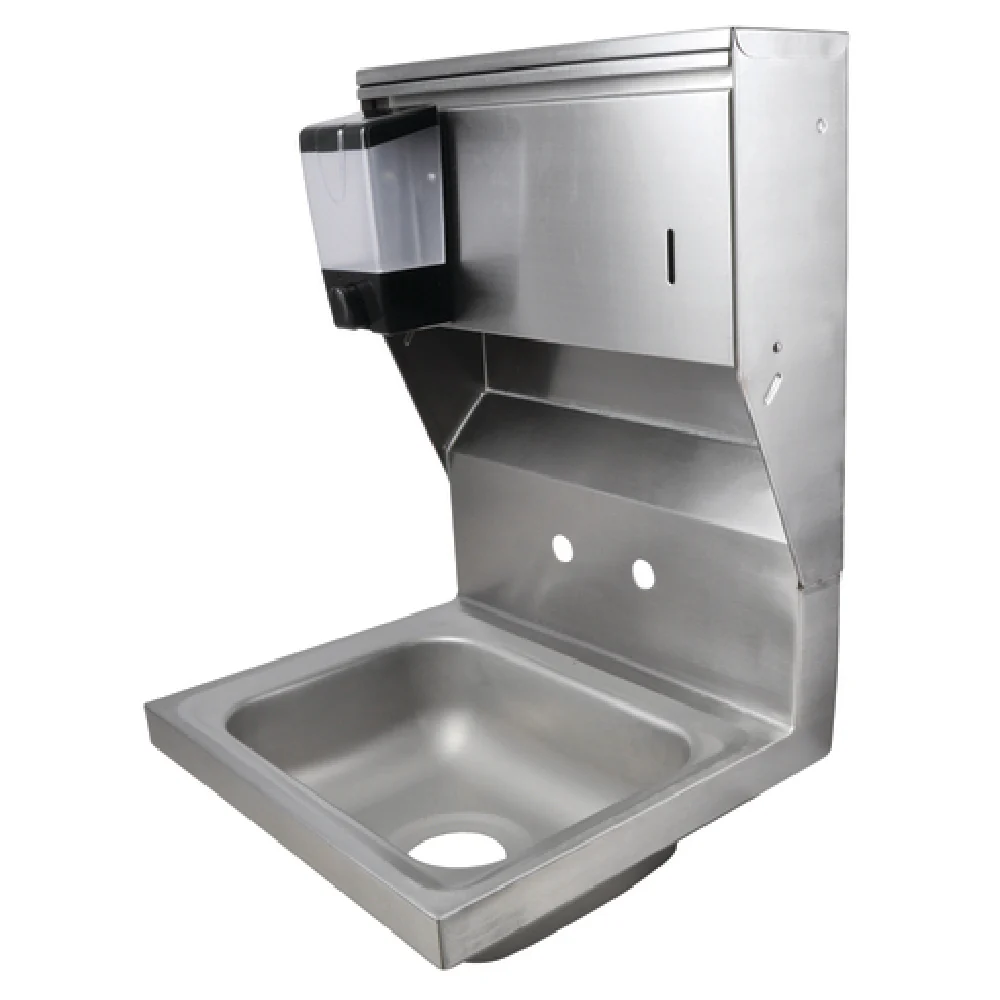 BK Resources BKHS-W-1410-4D-TD 14 Inch Hand Sink with Integral Towel Dispenser Stainless Steel