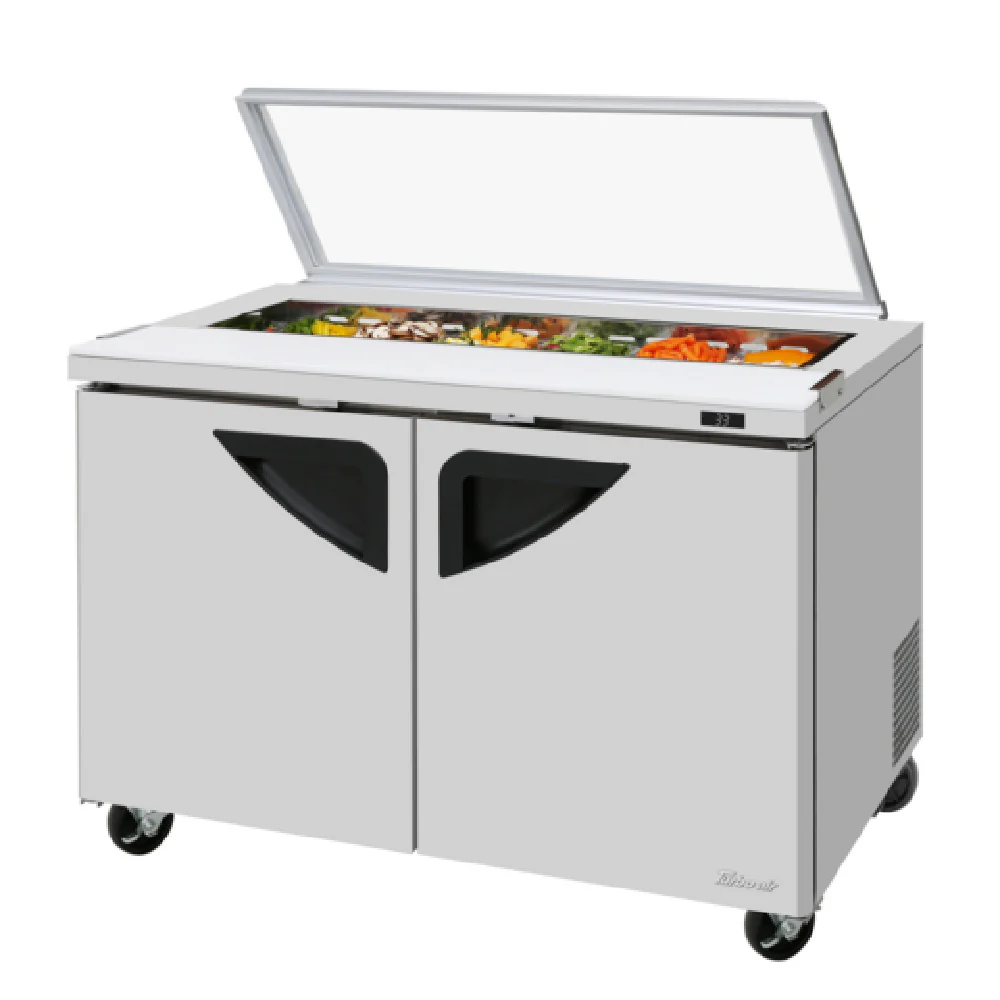 Turbo Air TST-48SD-N-GL 48 Inch 12 cu Super Deluxe Sandwich Salad Unit with Glass Lid