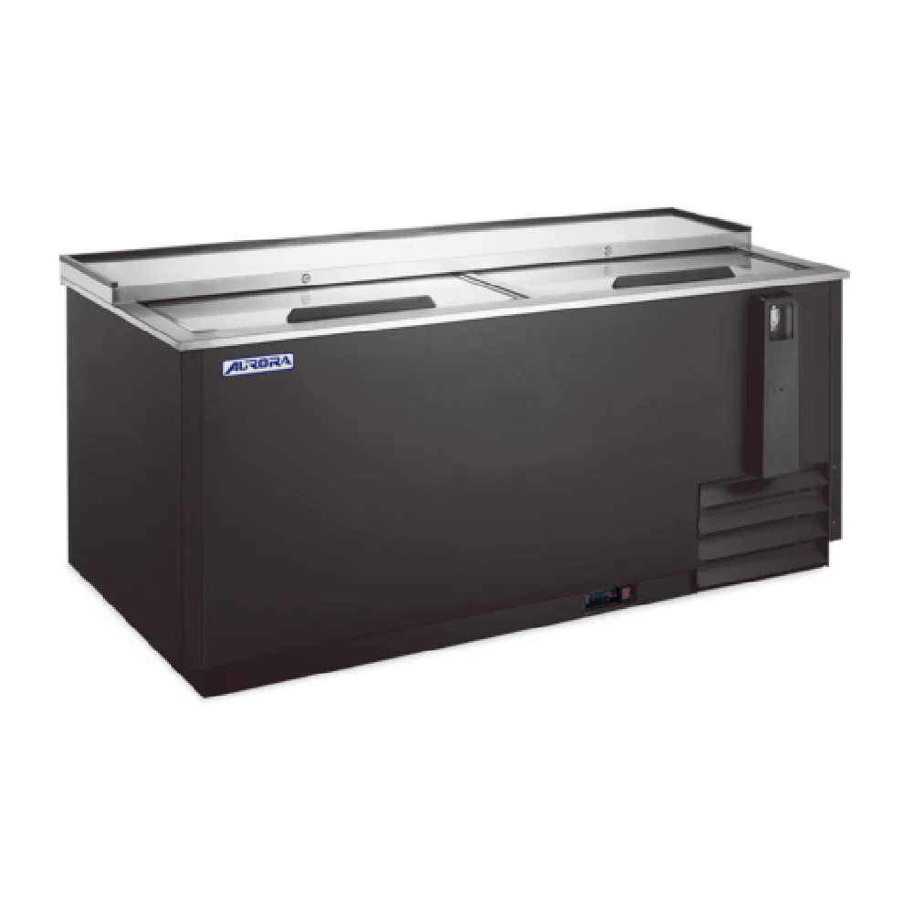 Omcan 59040 64 Inch Aurora Beer Bottle Cooler Black Vinyl Aluminum - 17.23 cu ft Omcan 59040 64 Inch Aurora Beer Bottle Cooler Black Vinyl Aluminum - 17.23 cu ft