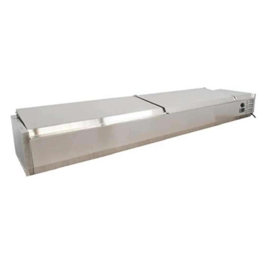 Omcan 46658 46 Inch Refrigerated Topping Rail Countertop Stainless Steel Cover Omcan 46658 46 Inch Refrigerated Topping Rail Countertop Stainless Steel Cover