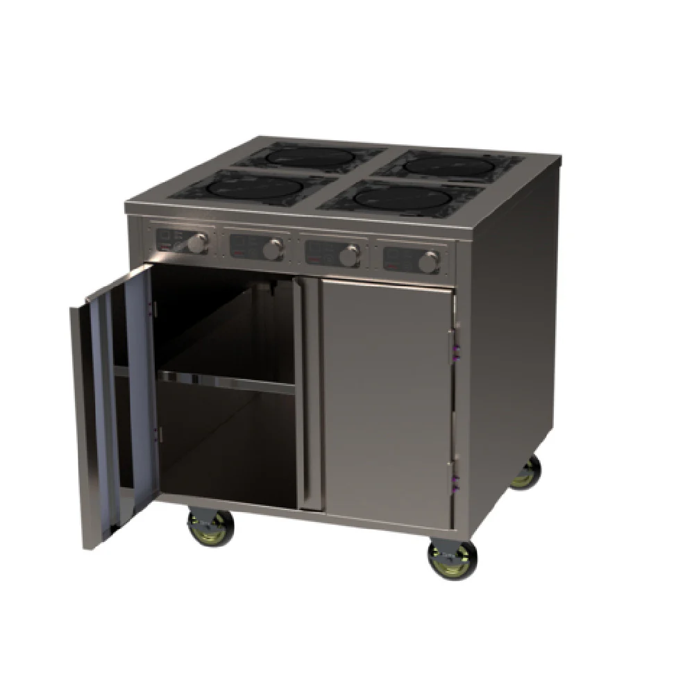 Spring USA BOH-1800DC 36 Inch Electric Induction Cooking Cart with 4 Burners Spring USA BOH-1800DC 36 Inch Electric Induction Cooking Cart with 4 Burners