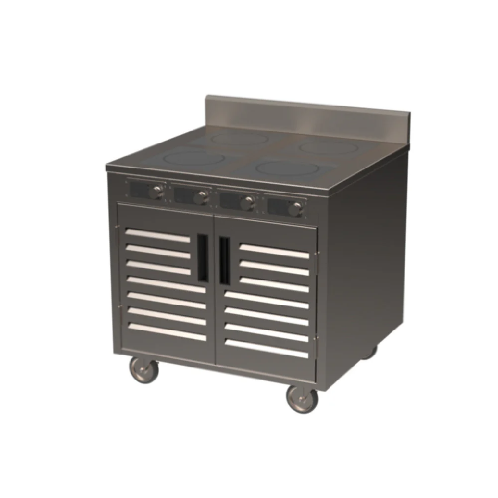 Spring USA BOH-1800DC 36 Inch Electric Induction Cooking Cart with 4 Burners Spring USA BOH-1800DC 36 Inch Electric Induction Cooking Cart with 4 Burners