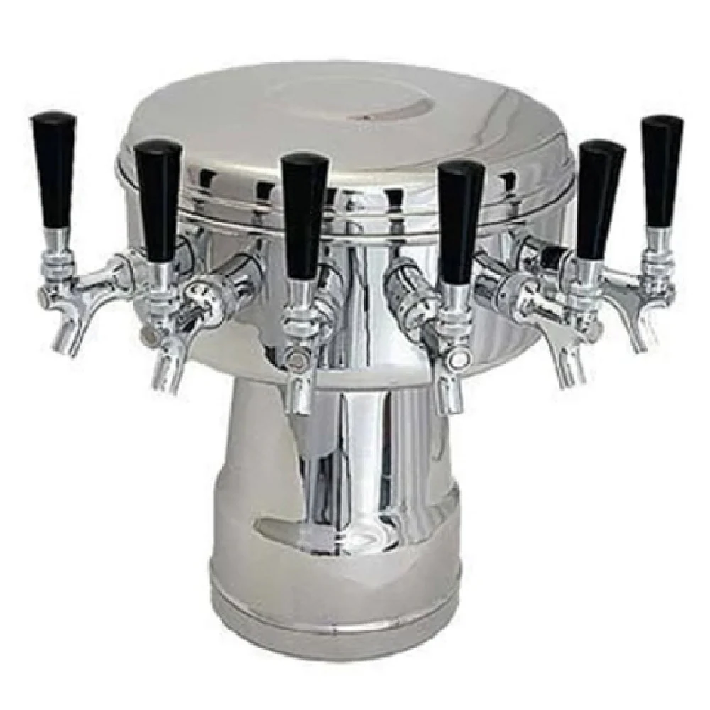 Glastender MT-6-MF 13 Inch Countertop Draft Beer Dispensing Tower with 6 Faucets Stainless Steel Glastender MT-6-MF 13 Inch Countertop Draft Beer Dispensing Tower with 6 Faucets Stainless Steel