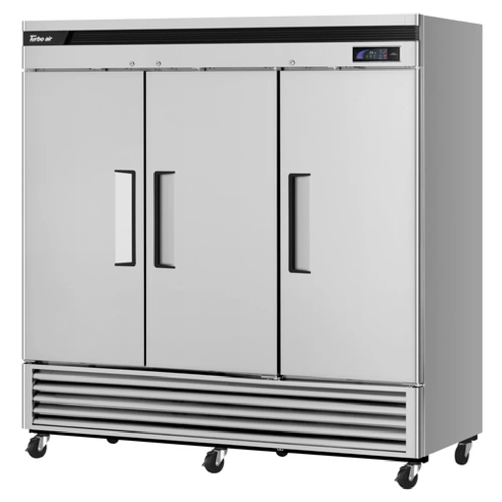 Turbo Air TSR-72SD-N 81 Inch Super Deluxe Refrigerator 64.1 cu ft Three-section Stainless Steel with Adjustable Shelves