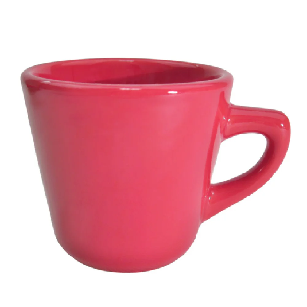 CAC China LV-1-R 7-1/2 Oz Ceramic Round Coffee Cup Red with Rolled Edge