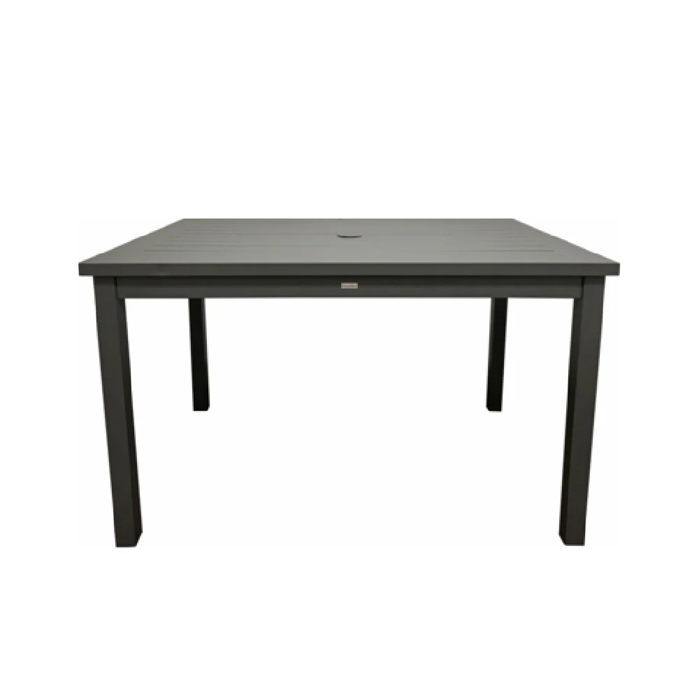 Grosfillex US929288 48 Inch Square Outdoor Table Slatted Aluminum Volcanic Black
