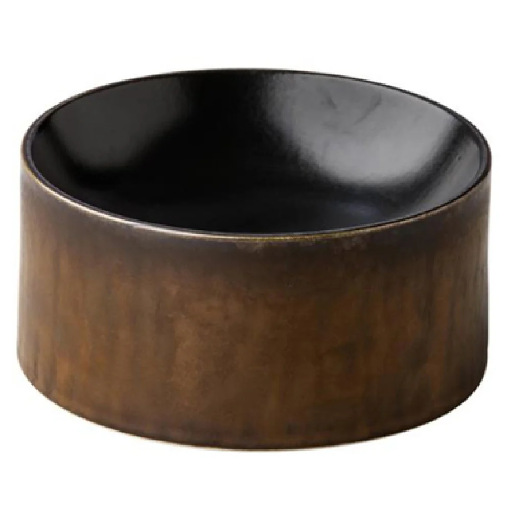 BauscherHepp RD18721 6.3 Inch Diameter Round Plate Vitrified China Black Satin Gold