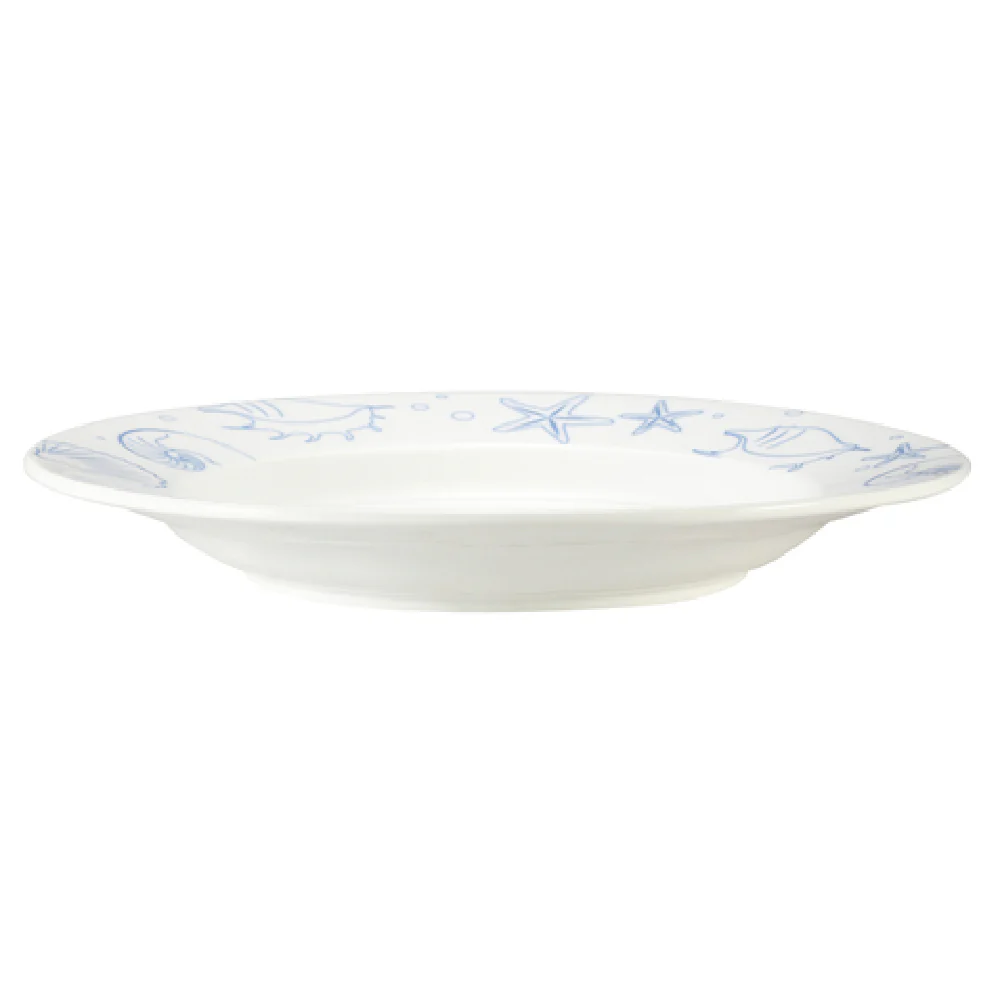 CAC China ATC-120 22 Oz Atlantic Pasta Bowl 12 Inch Porcelain Blue Rim