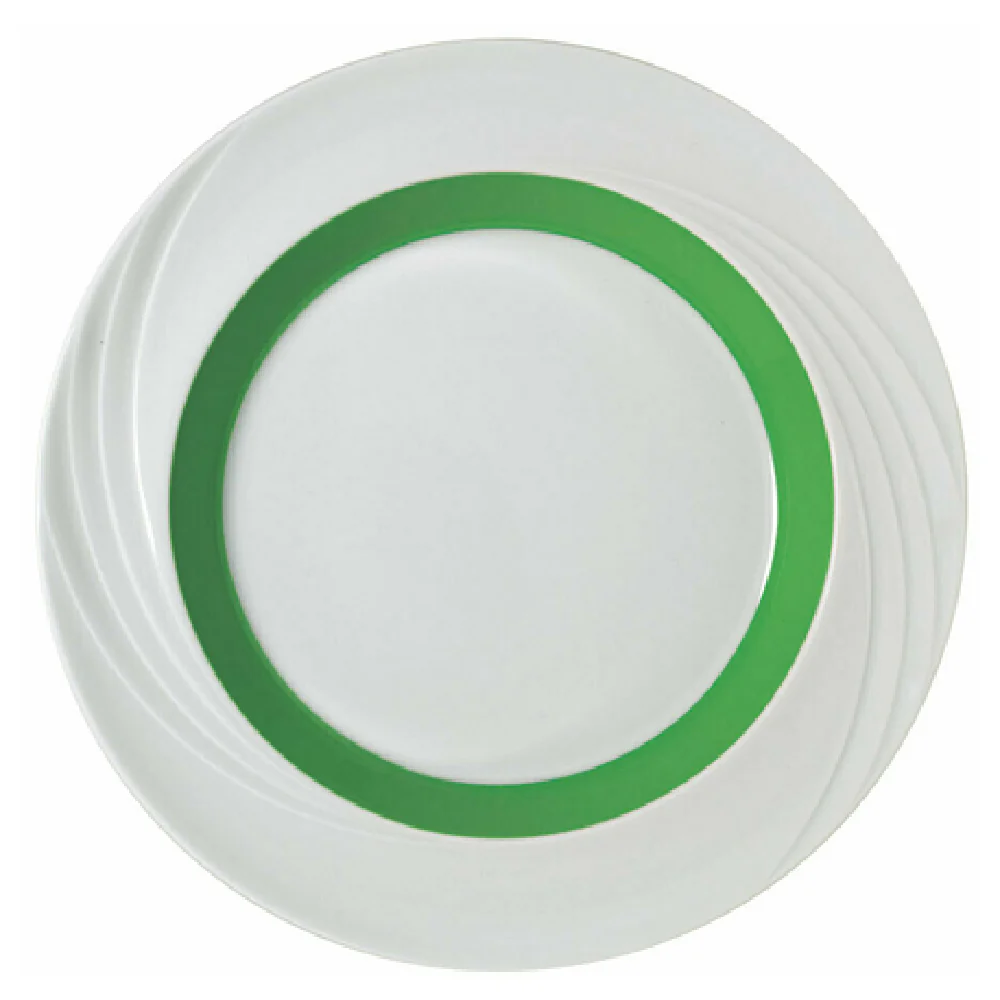 Libbey 9181826-62941 10-1/4 Inch Round Plate Donna Senior Porcelain White with Green Band Libbey 9181826-62941 10-1/4 Inch Round Plate Donna Senior Porcelain White with Green Band