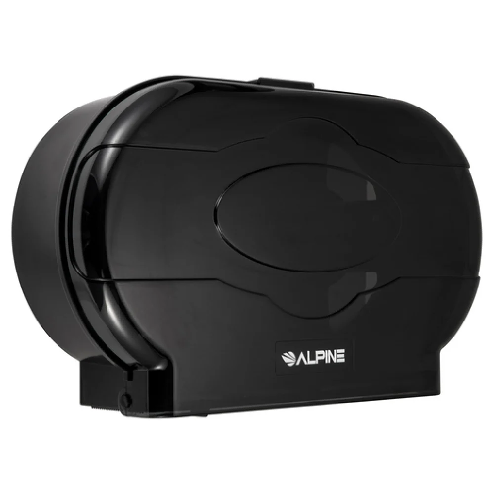 Alpine Industries ALP482-2-ECO-TBLK 12 Inch Toilet Tissue Dispenser with Jumbo Roll Capacity Transparent Black