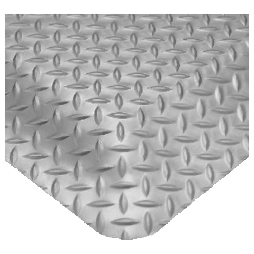 Cactus Mat 1054F-3_GRAY 3' Cushion Diamond-Dekplate Vinyl Mat Anti-Fatigue
