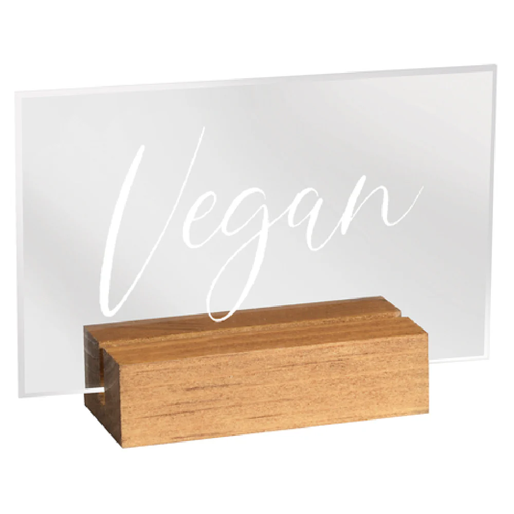 Cal Mil 22336-5-99 3-1/2 Inch Vegan Tabletop Sign with Pine Wood Base Cal Mil 22336-5-99 3-1/2 Inch Vegan Tabletop Sign with Pine Wood Base