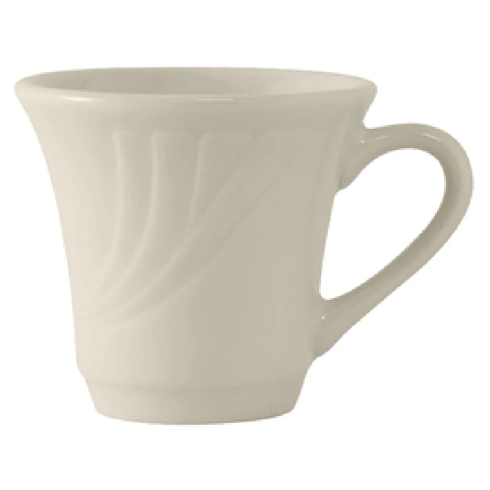 Tuxton YEF-070 Cup 6 Oz Embossed Ceramic American White 3-3/8 Inch Diameter