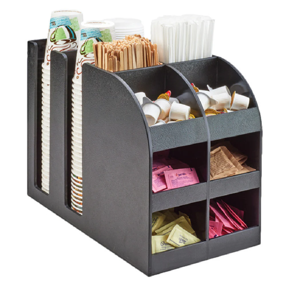 Cal Mil 3577 9-1/4 Inch Condiment Caddy Plastic Black High Capacity