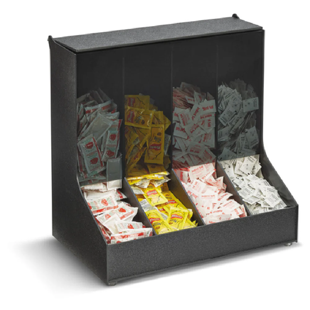 Vollrath CFIFO-4 16 Inch Countertop Condiment Caddy with Flip Up Lid ABS and Smoked Acrylic