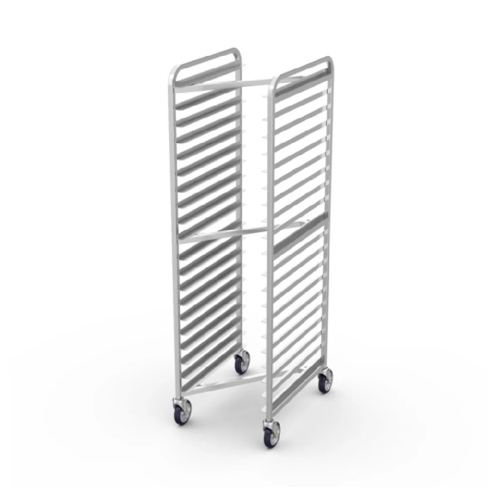 Winholt SS-1820N 26 Inch Nesting Mobile Pan Rack with Open Sides Stainless Steel