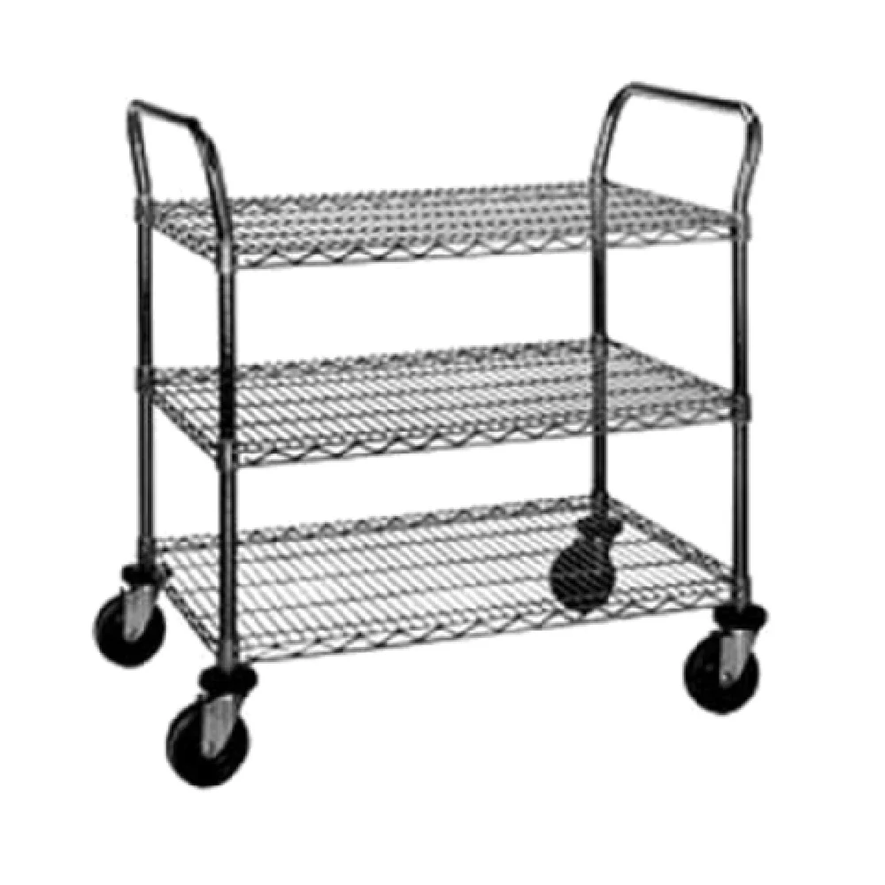 Eagle EU3-1830C 30 Inch Utility Cart 3 Tier Chrome Plated with Wire Shelves Eagle EU3-1830C 30 Inch Utility Cart 3 Tier Chrome Plated with Wire Shelves