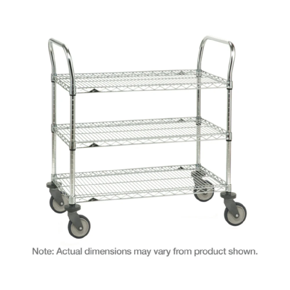 Metro 3SPN55PS 48 Inch Heavy Duty Utility Cart with 3 Wire Shelves Stainless Steel Metro 3SPN55PS 48 Inch Heavy Duty Utility Cart with 3 Wire Shelves Stainless Steel