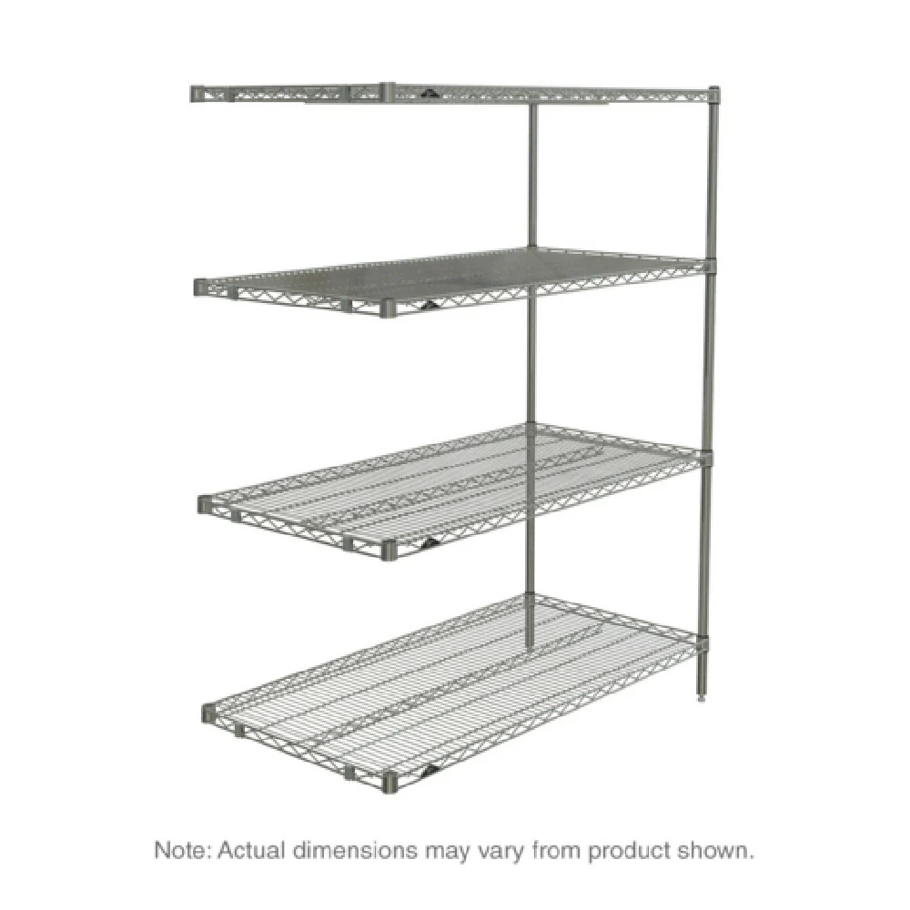 Metro AN516BR 24 Inch Add-On Unit Wire Shelving with 4 Shelves Zinc Finish