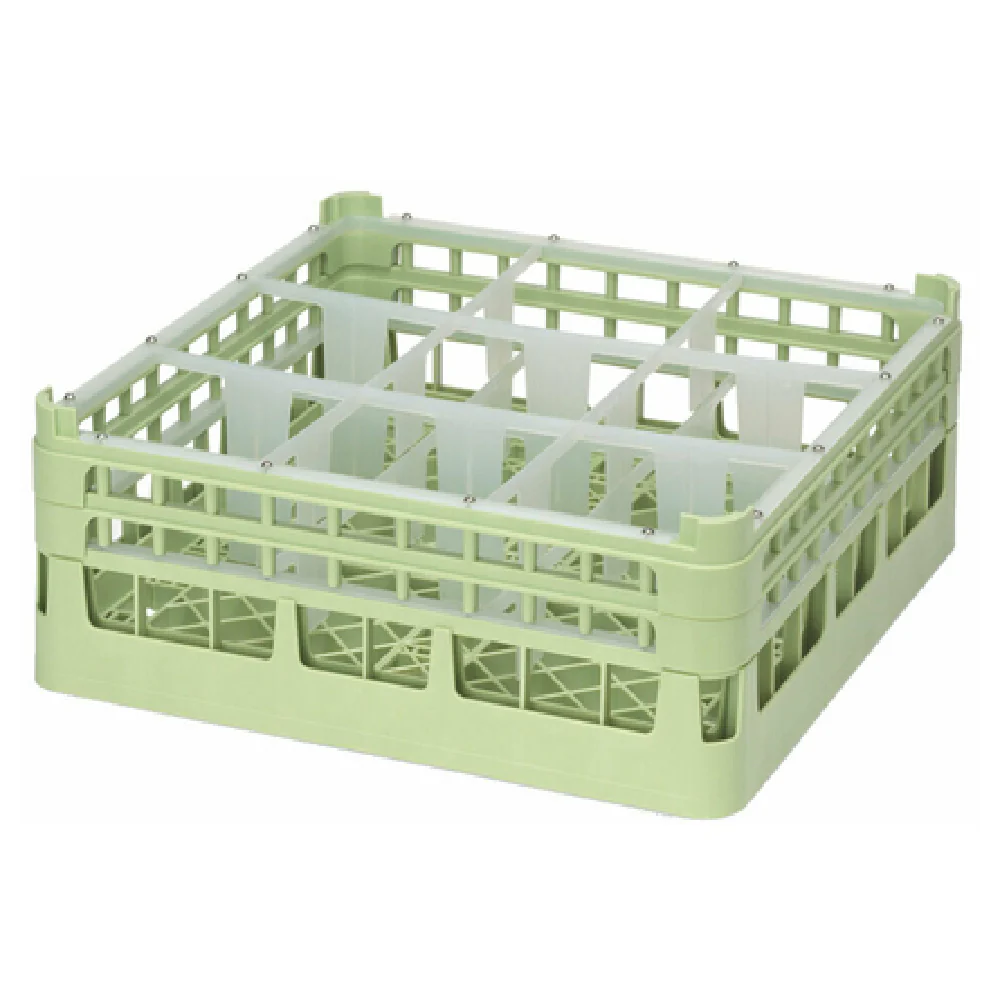 Vollrath 52764181 19-3/4 Inch Full Size Dish Rack Nine Compartment Polypropylene Light Green