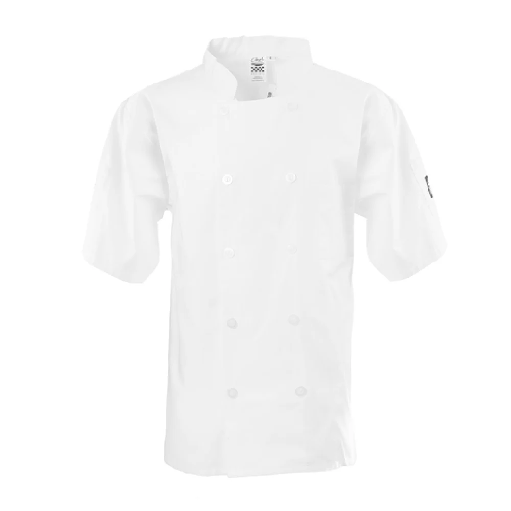 John Ritzenthaler Company J105-2X 15 Inch Chef's Coat White Short Sleeve Poly/cotton