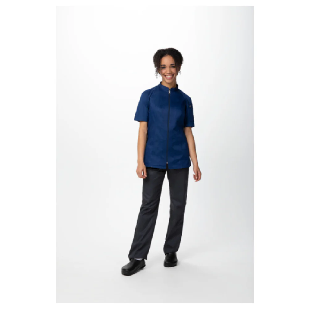 Chef Works CBZ04W-OCB-XS 37 Inch Women's Chef Coat Ocean Blue with Thermometer Pocket Chef Works CBZ04W-OCB-XS 37 Inch Women's Chef Coat Ocean Blue with Thermometer Pocket