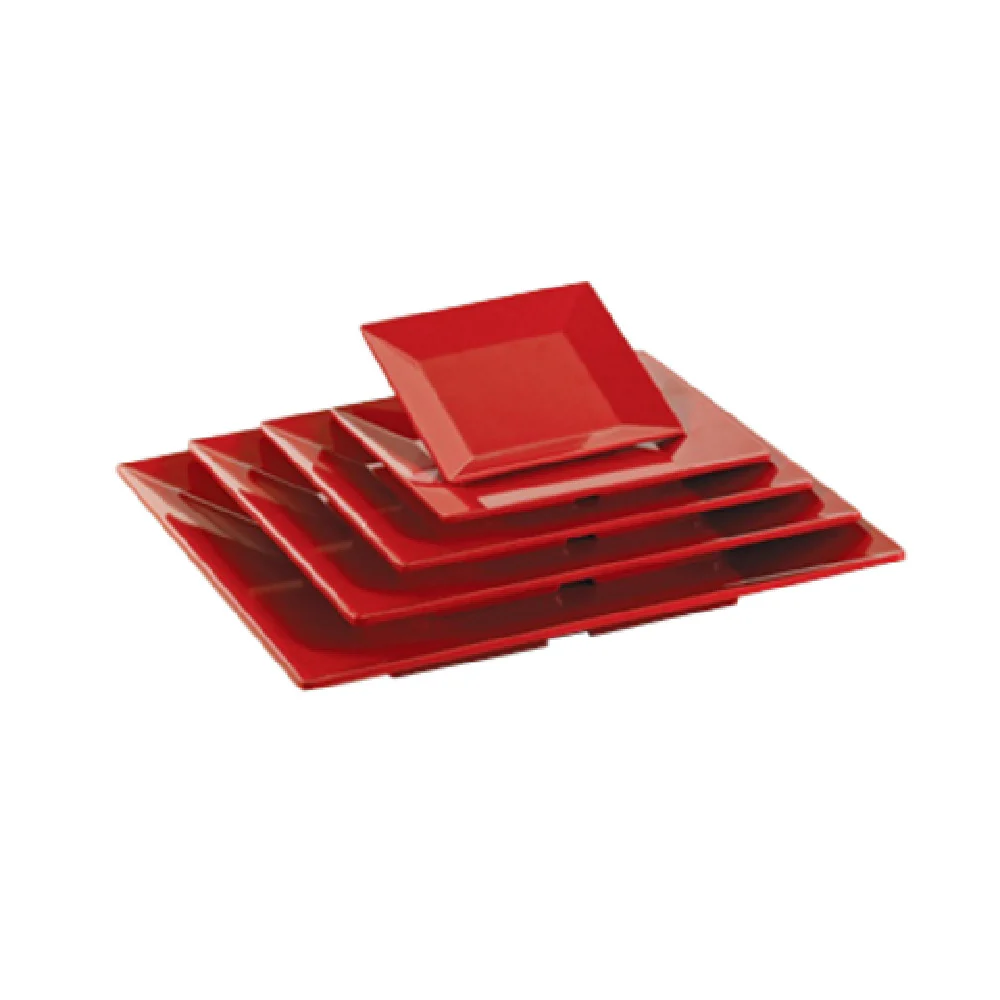 Yanco ME-108 8 Inch Square Plate Speckled Red Melamine Dishwasher Safe