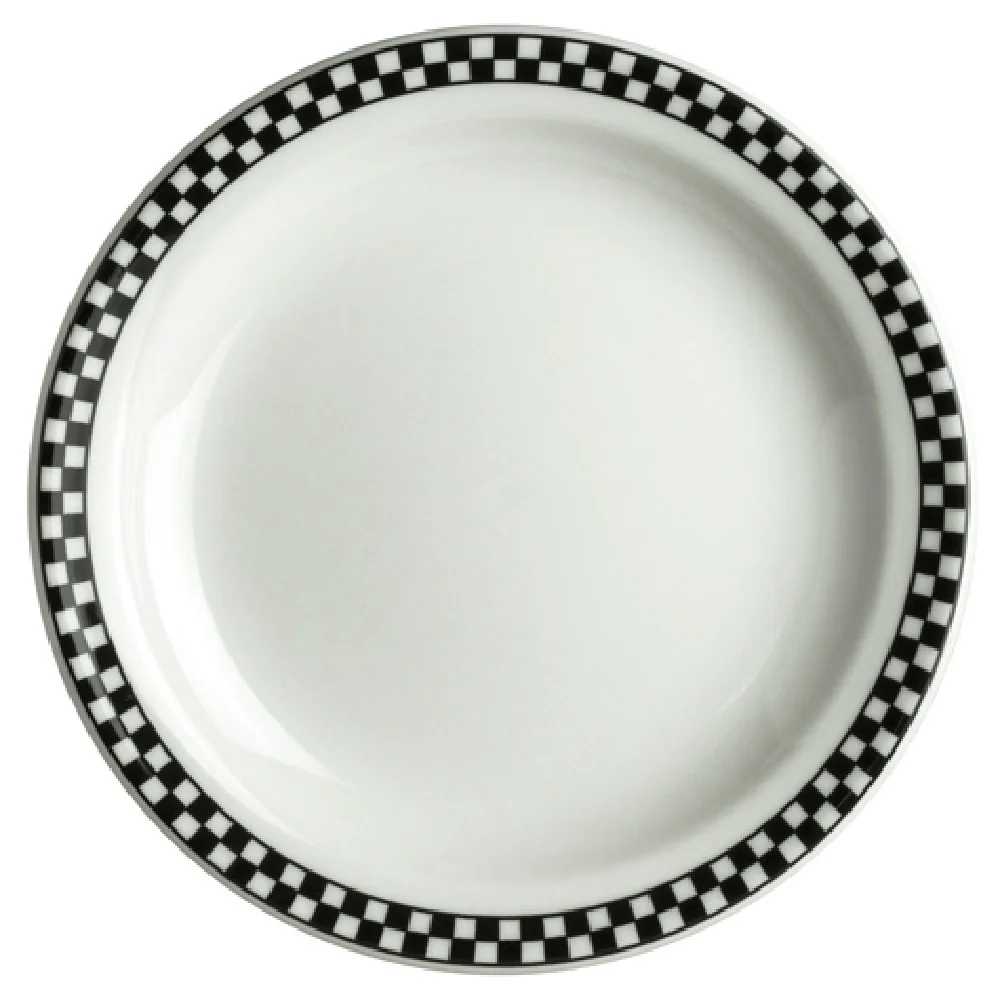 Steelite HL2131636 7-1/4 Inch Round Plate Narrow Rim Homer Black Checkers