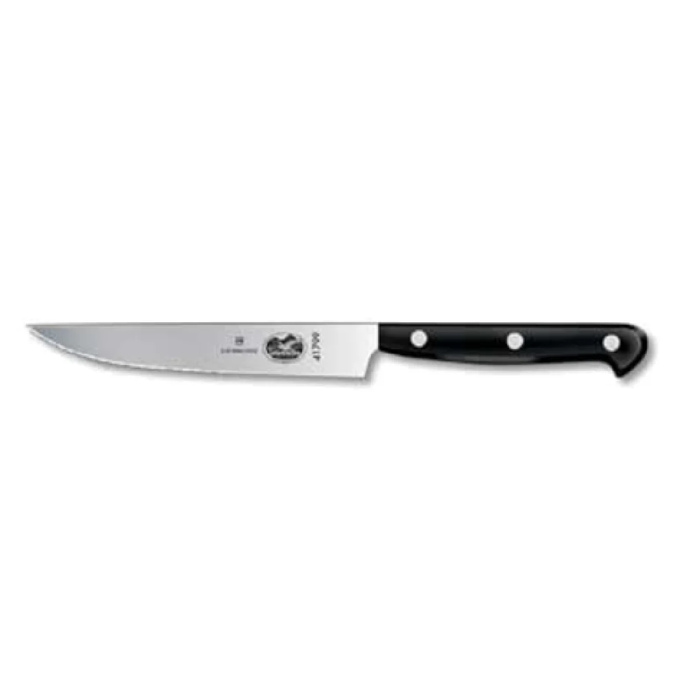 Victorinox 7.6029.4 5 Inch Pointed Tip Wavy Edge Full Tang Knife Black POM Handle