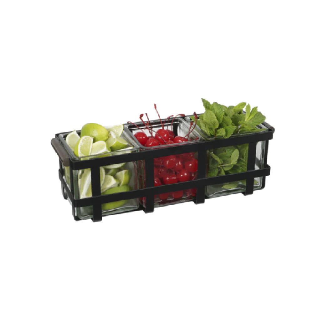 Cal Mil 22440-3-112 12.75 Inch Heritage 3 Tier Condiment Caddy with 3 Jars