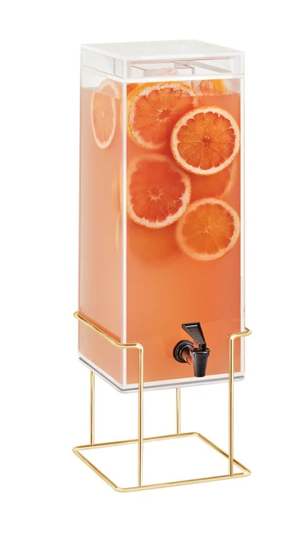 Cal Mil 22002-3-46 3 Gallon Beverage Dispenser Ice Chamber Square Wire Base BPA Free