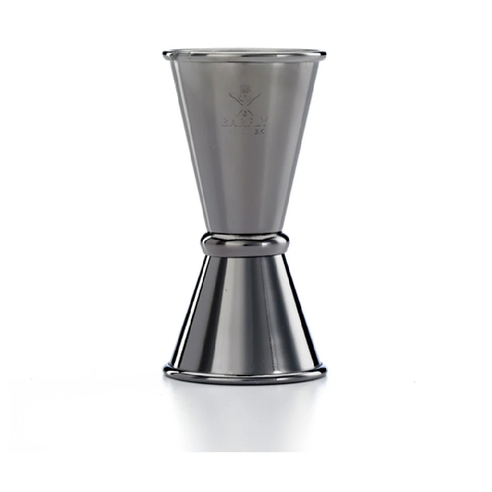 Mercer Culinary M37000BK 1/2 Oz and 3/4 Oz Jigger with Internal Marking Lines Stainless Steel Gun Metal Black-Plated Finish
