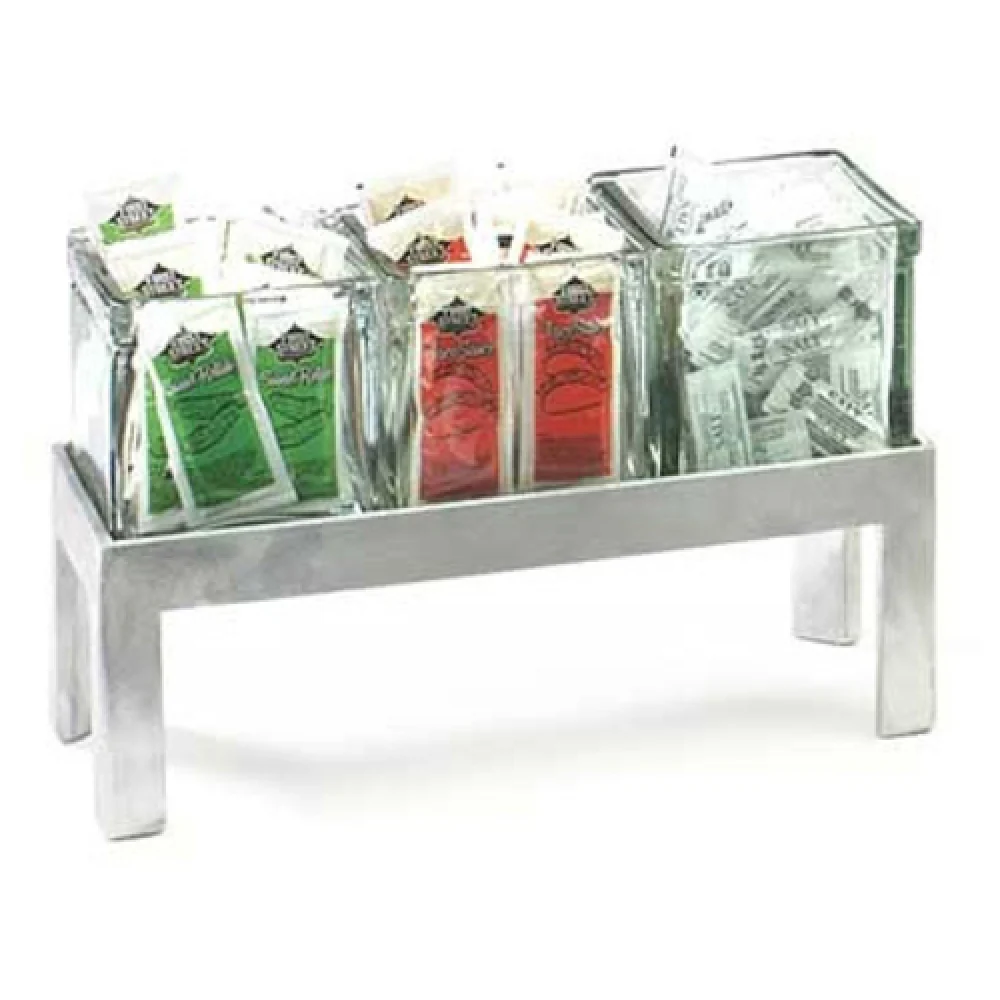 Cal Mil 1560-4 12 Inch Jar Display 3 Section Aluminum Metal with Glass Jars Cal Mil 1560-4 12 Inch Jar Display 3 Section Aluminum Metal with Glass Jars