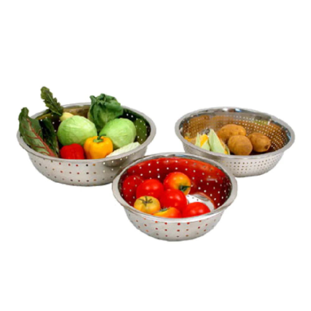 Town 31713 13-1/2 Inch Diameter Chinese Style Colander with Small Perforations Stainless Steel