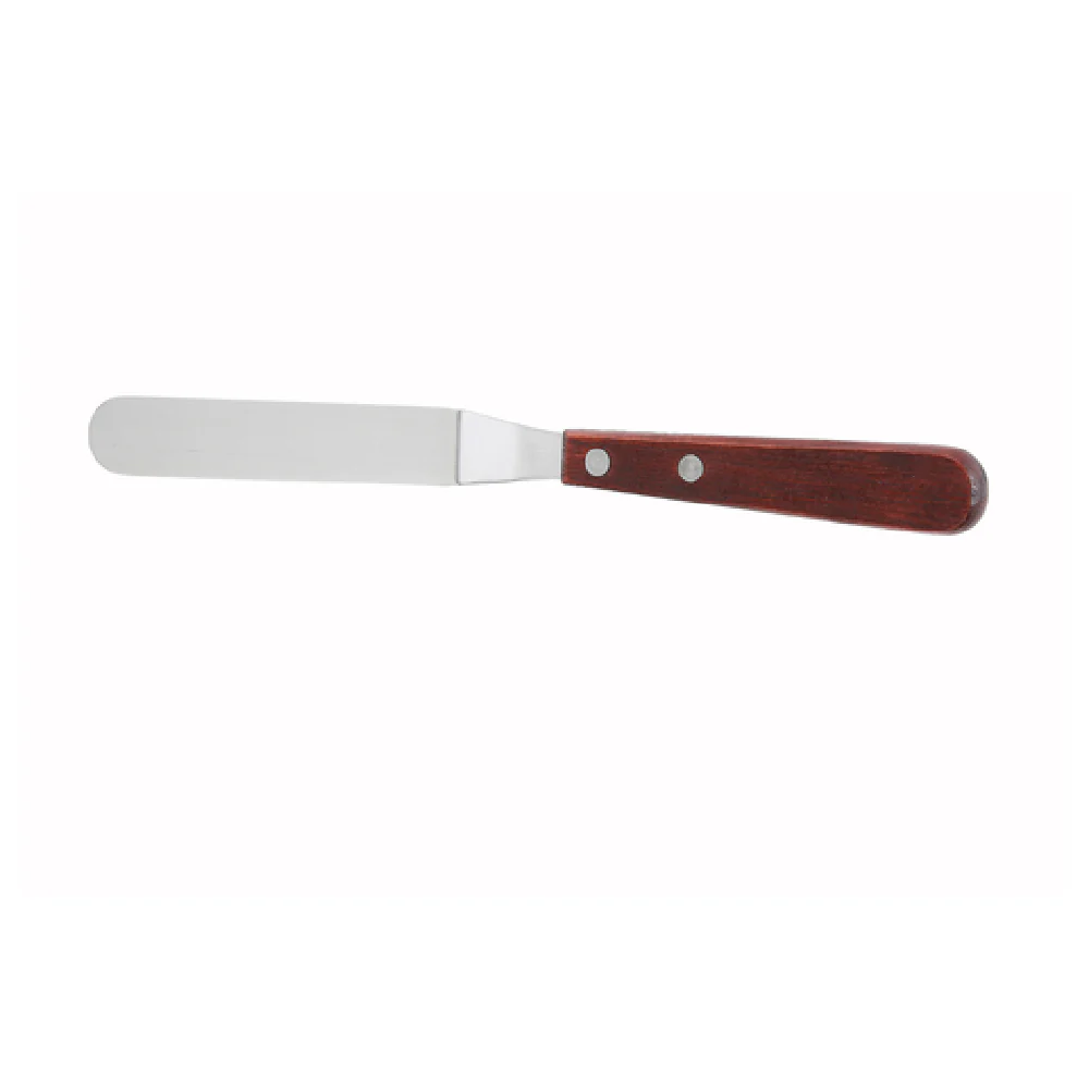 Winco TOS-4 3-1/2 Inch Blade Offset Spatula Dishwashing Safe Wood Handle Satin Finish Winco TOS-4 3-1/2 Inch Blade Offset Spatula Dishwashing Safe Wood Handle Satin Finish