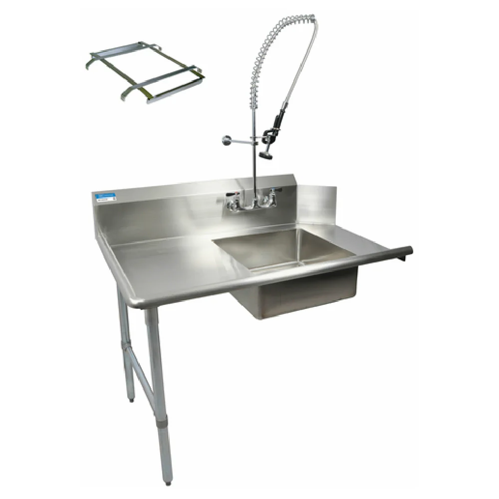 BK Resources BKSDT-60-L-P2-G 60 Inch Soiled Dishtable Stainless Steel Straight Design with Pre-Rinse Sink