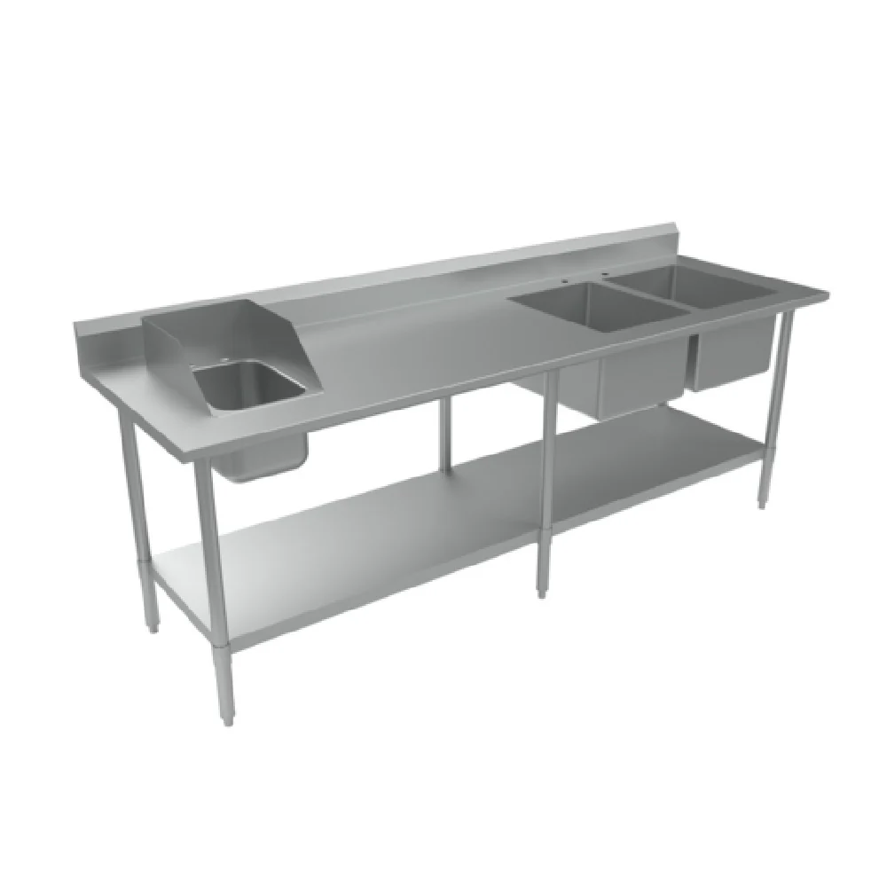 BK Resources BKPT-2-3096S-R 96 Inch Work Table with Prep Sink Sinks on Right