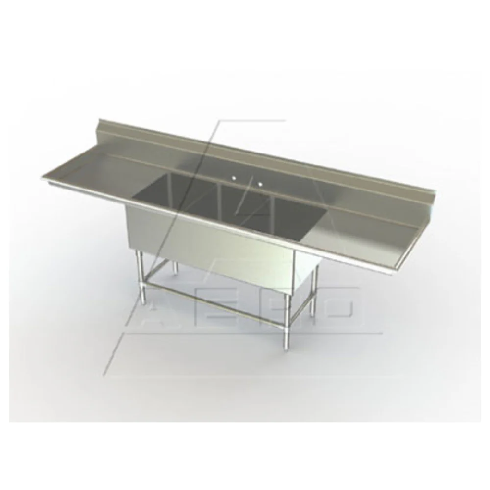 AERO Manufacturing 2F3-3020-20LR 103 Inch 14 Gauge Stainless Steel Sink with Three Compartments