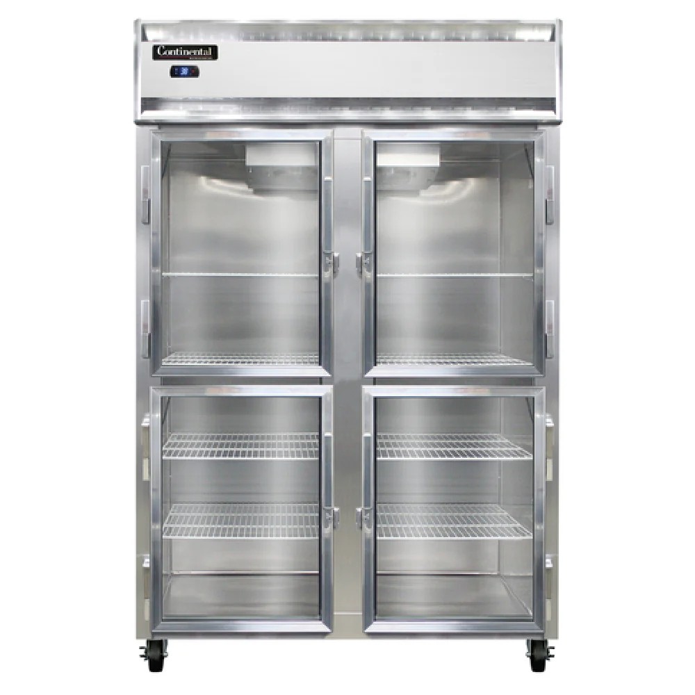 Continental Refrigerator 2RNSSGDHD 52 Inch Refrigerator Reach-in Display Two Section with Stainless Steel Interior and Exterior
