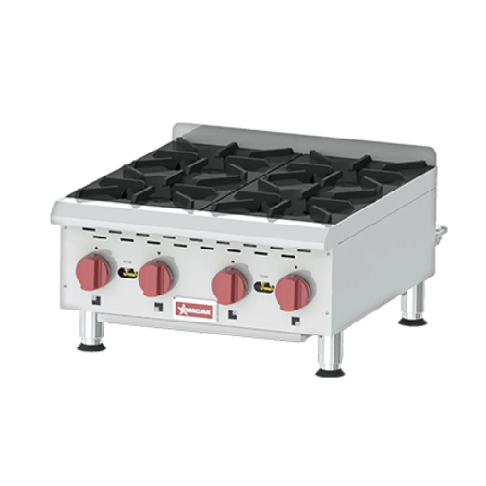 Omcan 43734 24 Inch Countertop Gas Hotplate with 4 Burners 88000 BTU