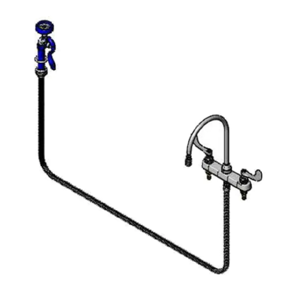 T&S Brass B-1176 Faucet Workboard 8 Inch 1/2 NPT Male Shanks with Swivel Gooseneck