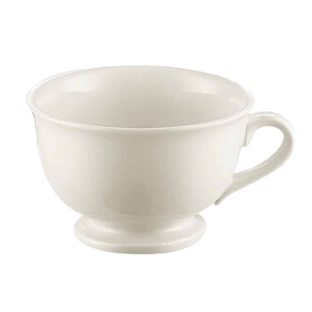 CAC China ALD-12-AW 12 Oz Round White Ceramic Mug with Pedestal Design