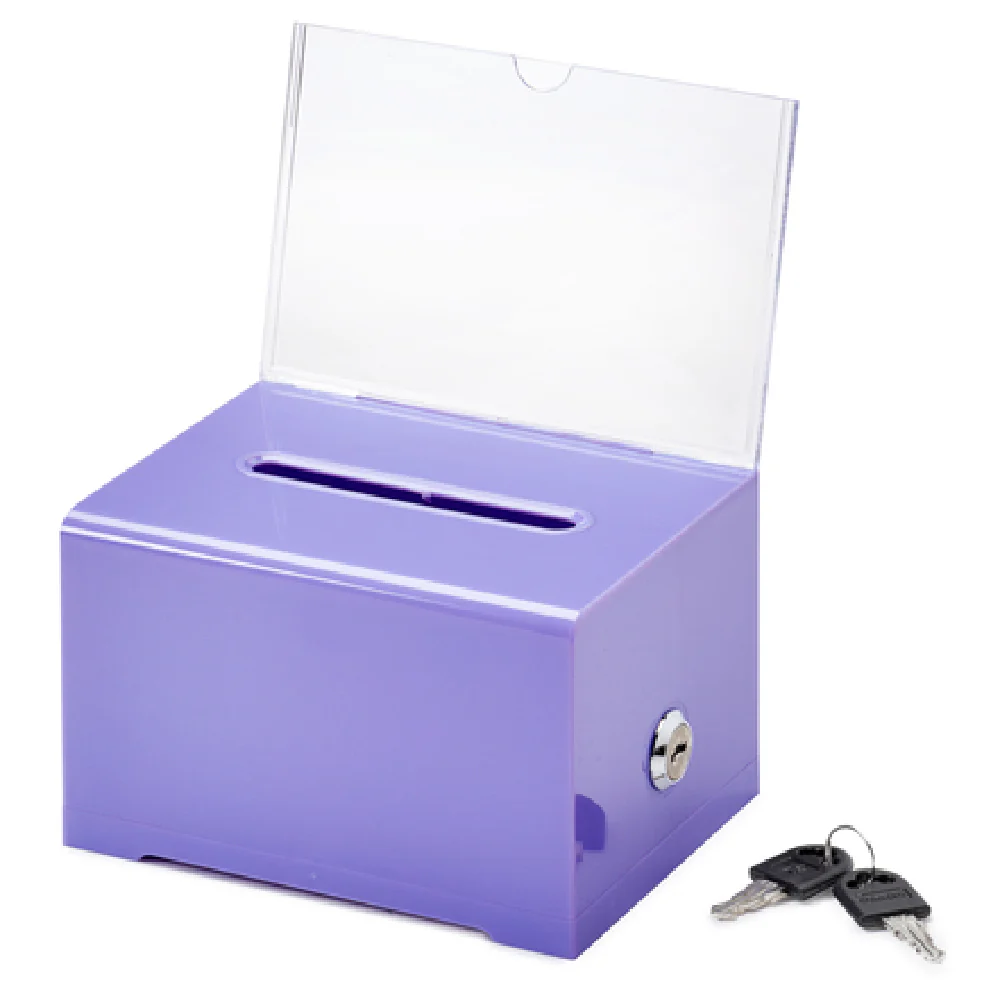 Alpine Industries ADI637-PUR 6.2 Inch Suggestion Box Purple Acrylic Lock and Key Alpine Industries ADI637-PUR 6.2 Inch Suggestion Box Purple Acrylic Lock and Key