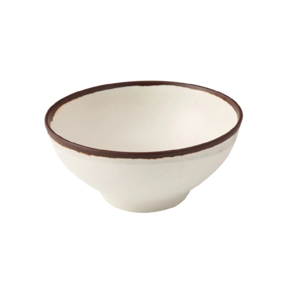 Yanco NA-606 28 Oz Nature Art Noodle Bowl Round Melamine White with Brown Accent Yanco NA-606 28 Oz Nature Art Noodle Bowl Round Melamine White with Brown Accent