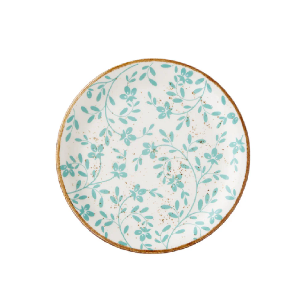 Steelite 18020567 8.0 Inch Round Plate Flora Aqua Alumina Vitrified China