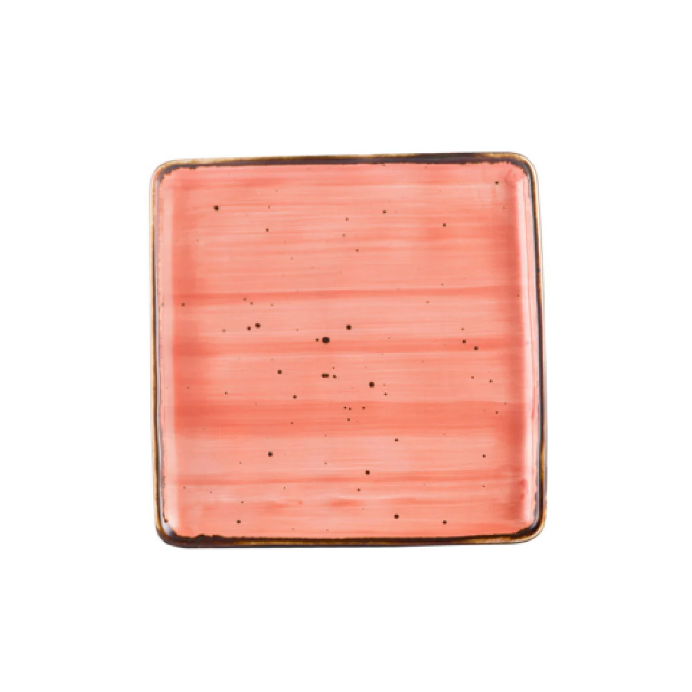 CAC China TUS-SQ8-CRL 8-1/4 Inch Square Plate Porcelain Coral Durable
