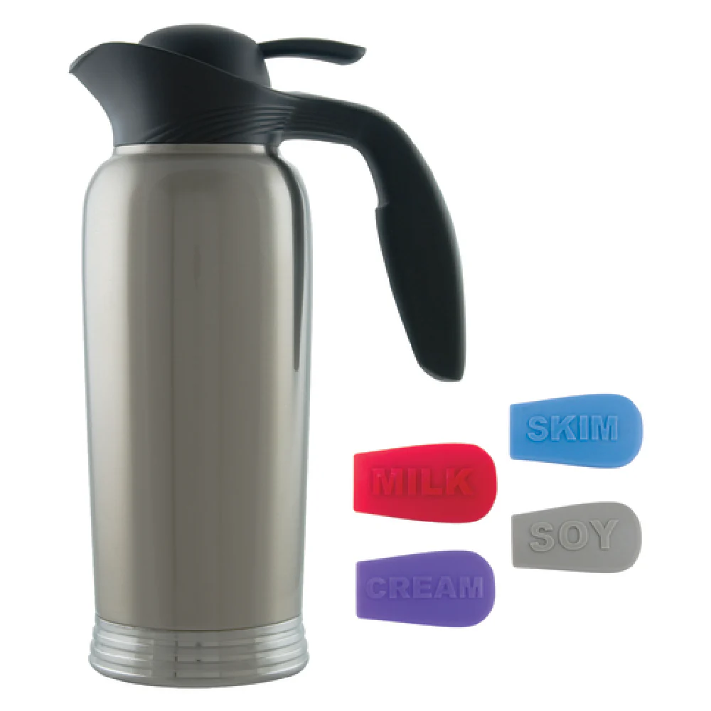 Service Ideas 10-00744-004 1 Liter Stainless Steel Commercial Beverage Server with ID Socks Service Ideas 10-00744-004 1 Liter Stainless Steel Commercial Beverage Server with ID Socks