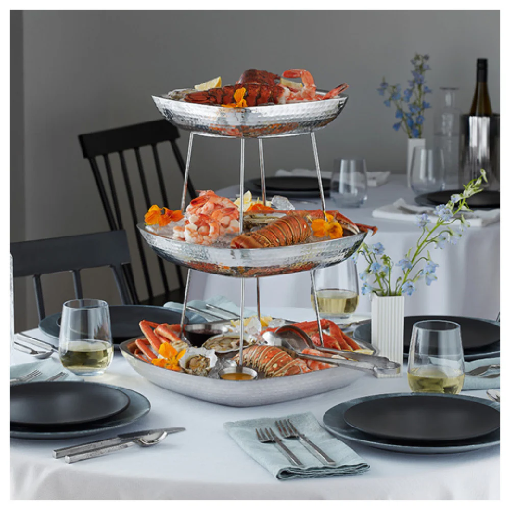 American Metalcraft DWHSSEA12 12-1/8 Inch Hammered Seafood Tray Double Wall American Metalcraft DWHSSEA12 12-1/8 Inch Hammered Seafood Tray Double Wall